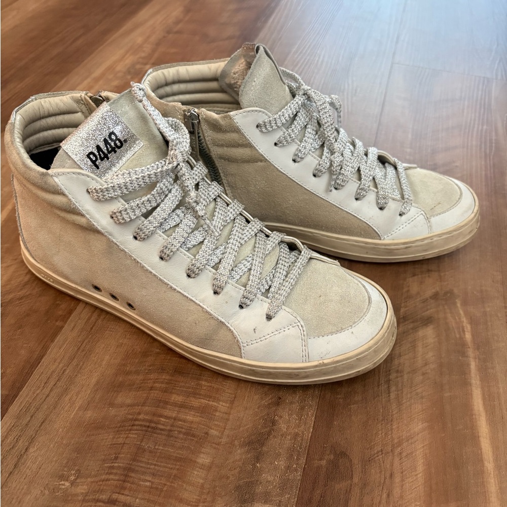 P448 Women’s High-Top Sneakers in Light Beige